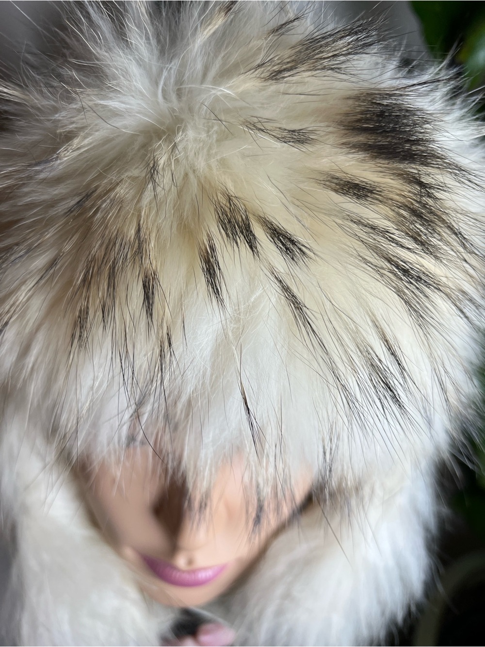 Russian Fur Unisex Trapper Ushanka Snow White Leather Hat REAL FUR Snap Closure